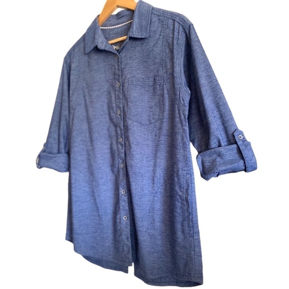 PRANA Hemp Blend Preppy Minimalist Sustainable Button Down Aster Tunic Sz S NWT - Picture 4 of 12